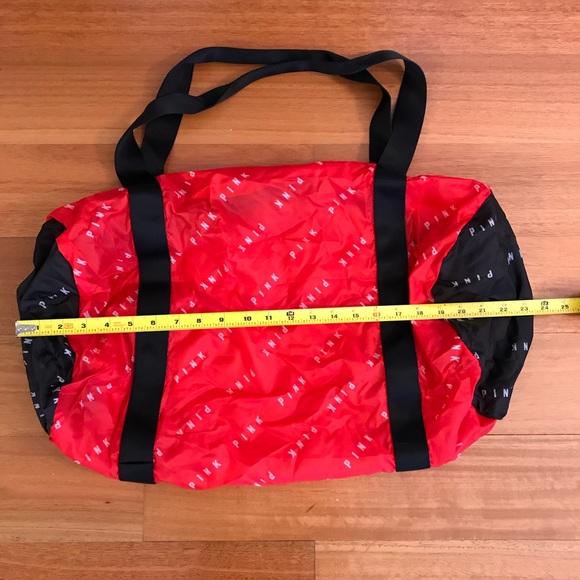 Red, black & white packable duffel bag - Picture 3 of 6